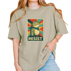 Resist Portland Protest Frog Vintage Soft Unisex T-shirt Khaki