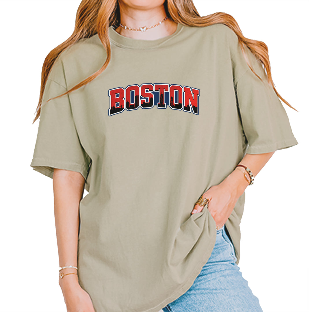 Boston City Pride Skyline Vintage Soft Unisex T-shirt Khaki