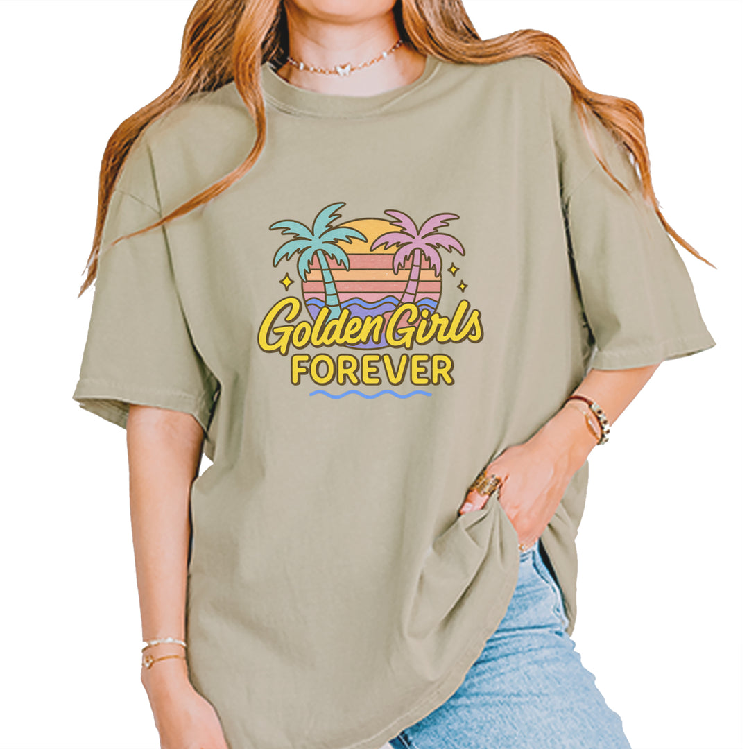Golden Girls Forever Retro Sunset Vintage Soft Unisex T-shirt Khaki