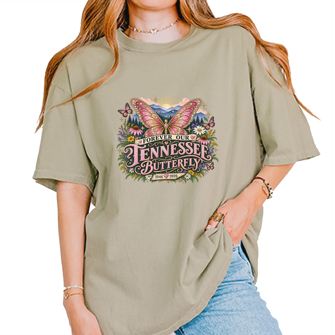 Forever Our Tennessee Butterfly Dolly Vintage Soft Unisex T-shirt Khaki