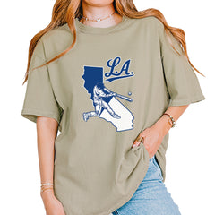 Los Angeles Baseball Batter Up Vintage Soft Unisex T-shirt Khaki