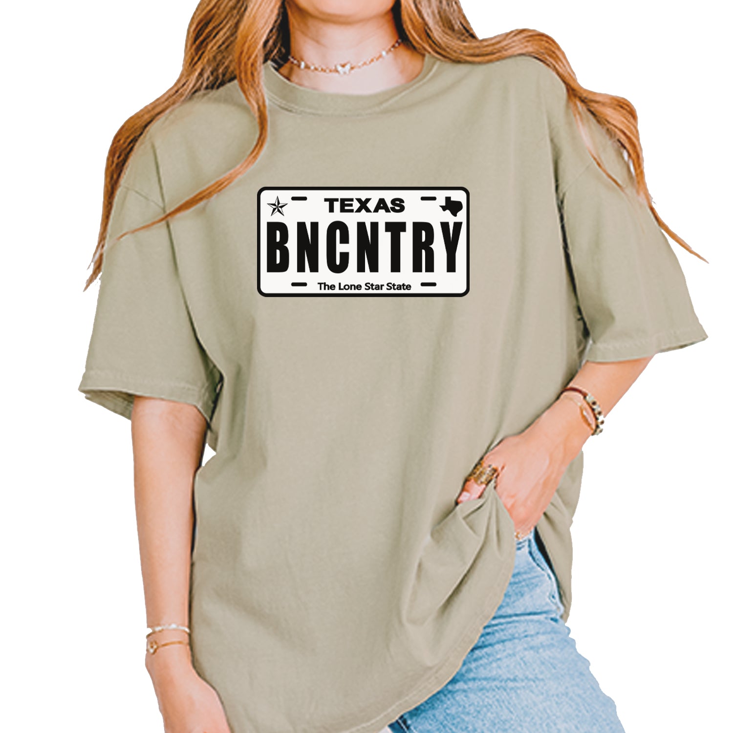 Texas License Plate BNCNTRY Vintage Soft Unisex T-shirt Khaki