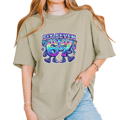 Six Seven 67 Retro Pixel Buddies Vintage Soft Unisex T-shirt Khaki