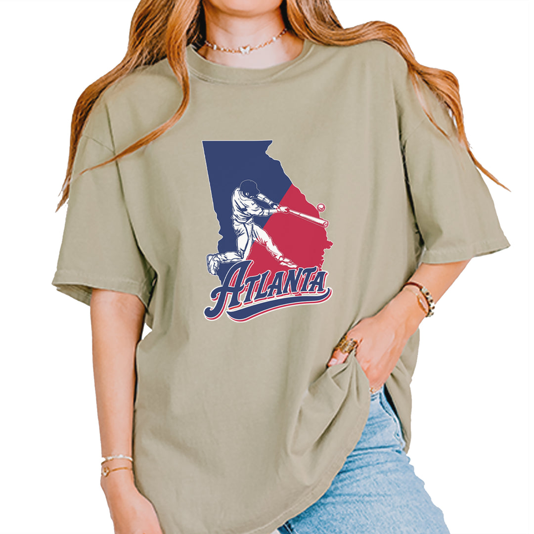 Atlanta Georgia Batter Up Vintage Soft Unisex T-shirt Khaki
