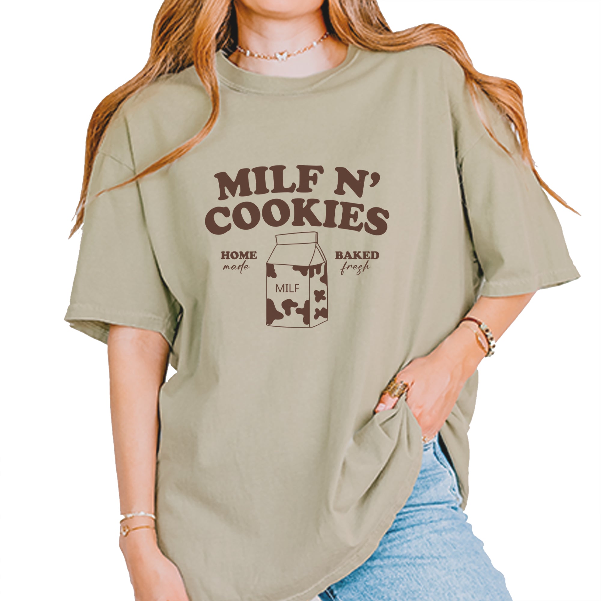 Milf And Cookies Vintage Soft Unisex T-shirt Khaki
