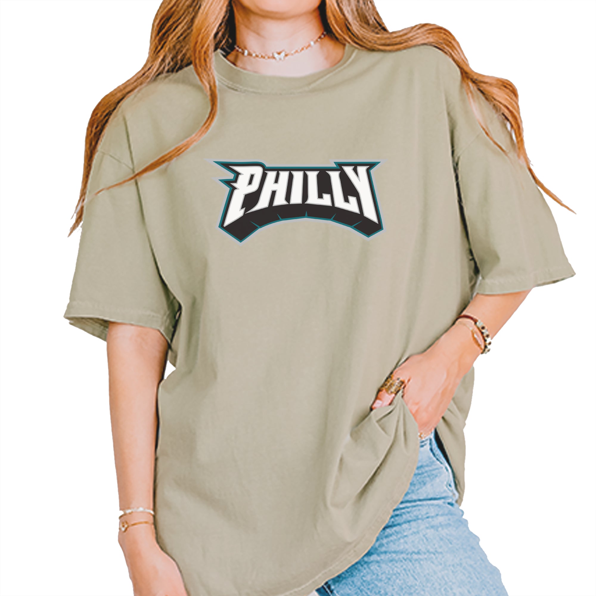 Philly Bold Block Throwback Vintage Soft Unisex T-shirt Khaki