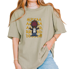 MUSTARD! Not Like Us Tv Off graphic on Garment-Dyed Heavyweight Unisex T-Shirt in Khaki