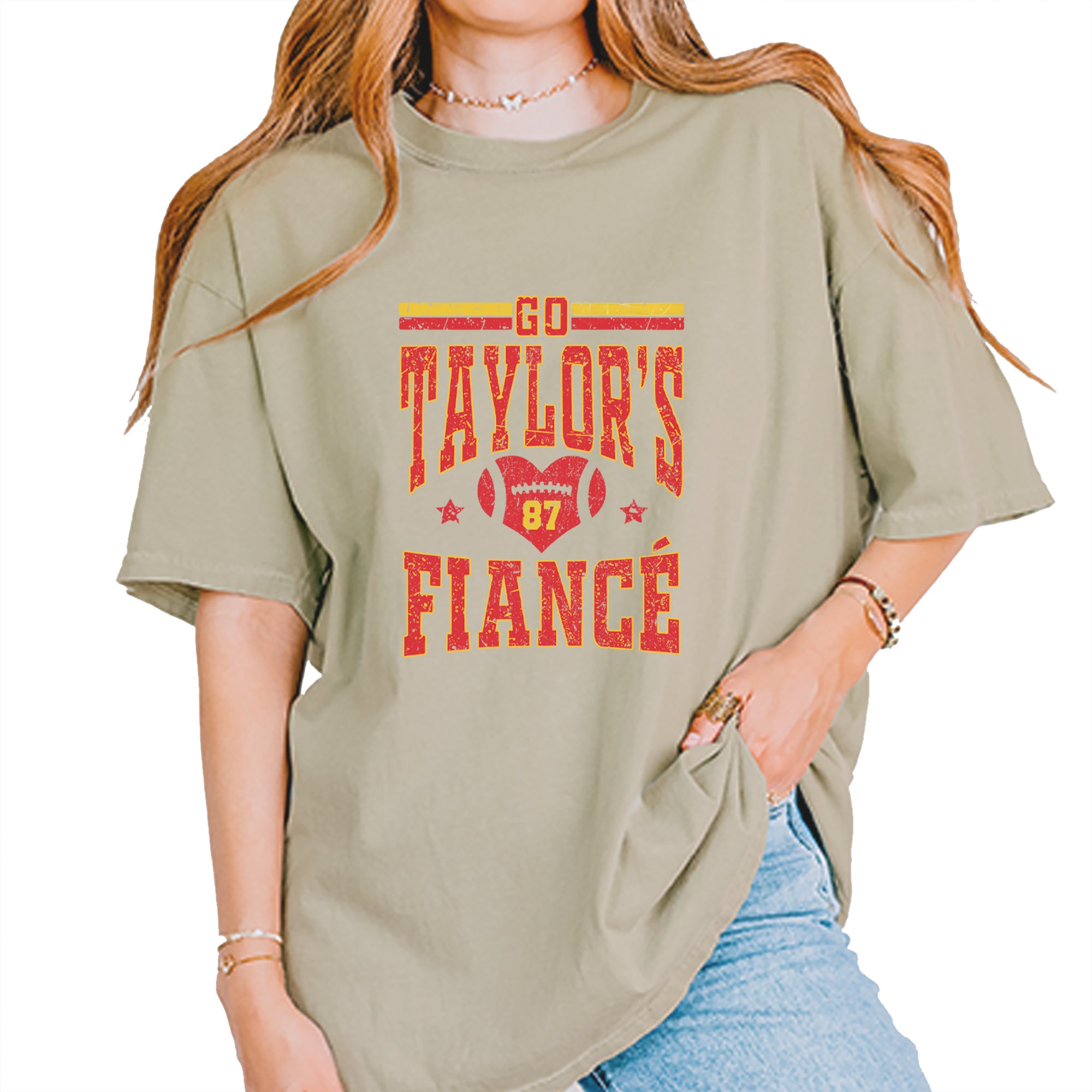 Go Taylor's Fiancé Engagement Game Day Vintage Soft Unisex T-shirt Khaki