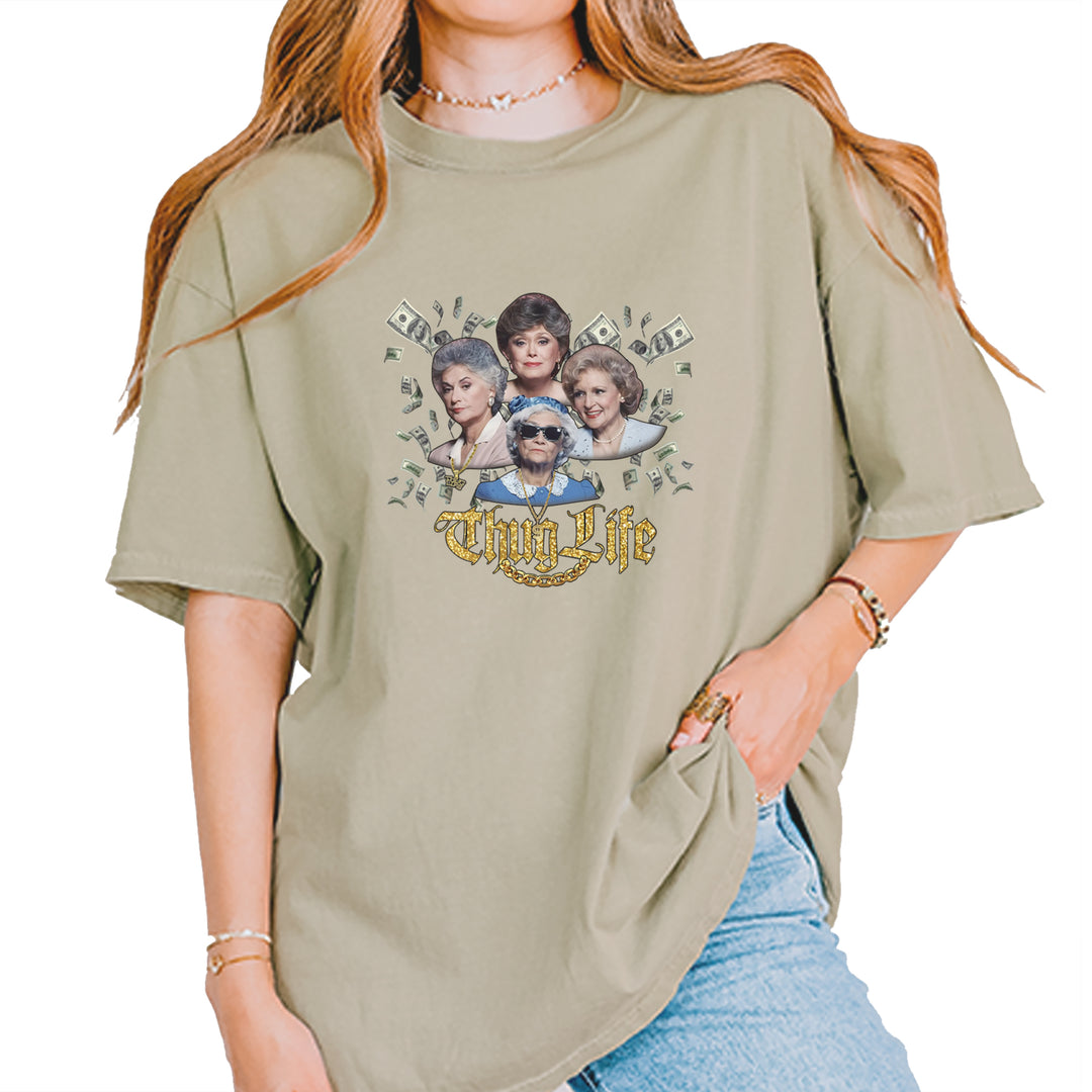 Golden Chain Thug Life Girls Vintage Soft Unisex T-shirt Khaki