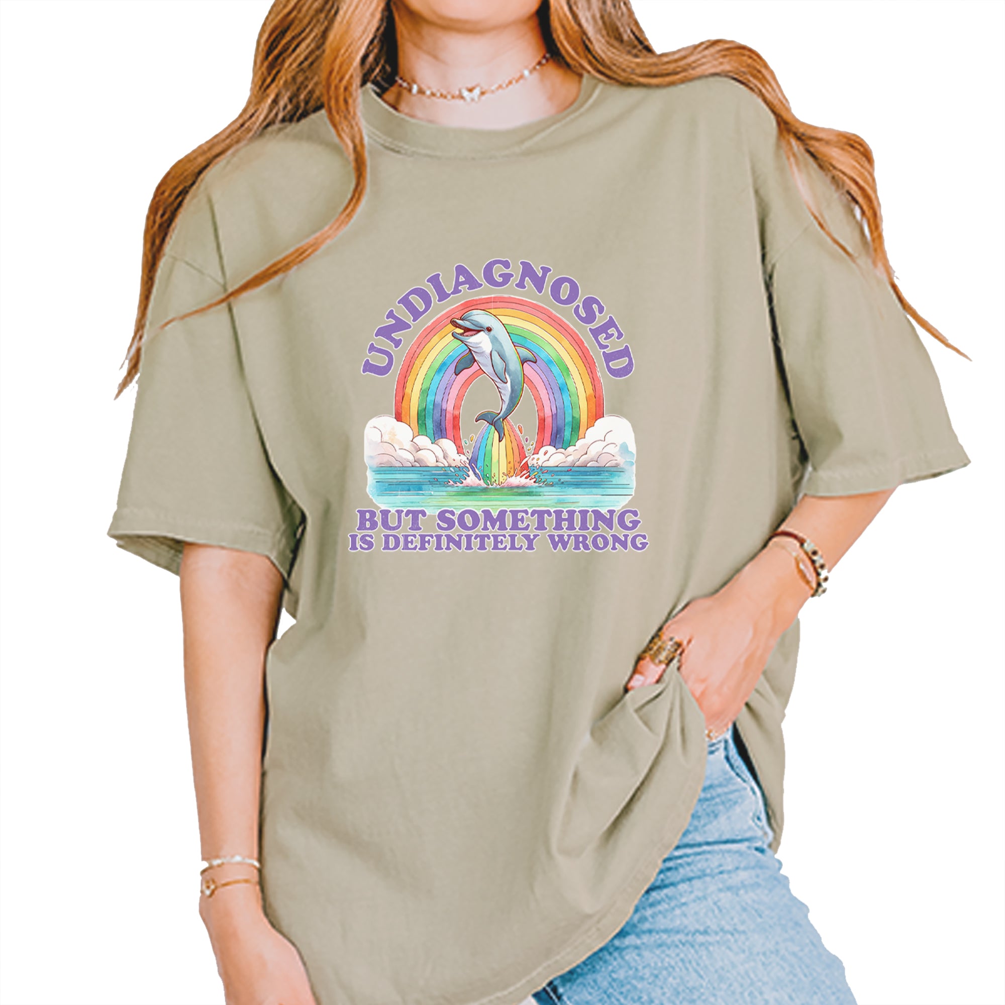Undiagnosed But Something Is Definitely Wrong Vintage Soft Unisex T-shirt Khaki