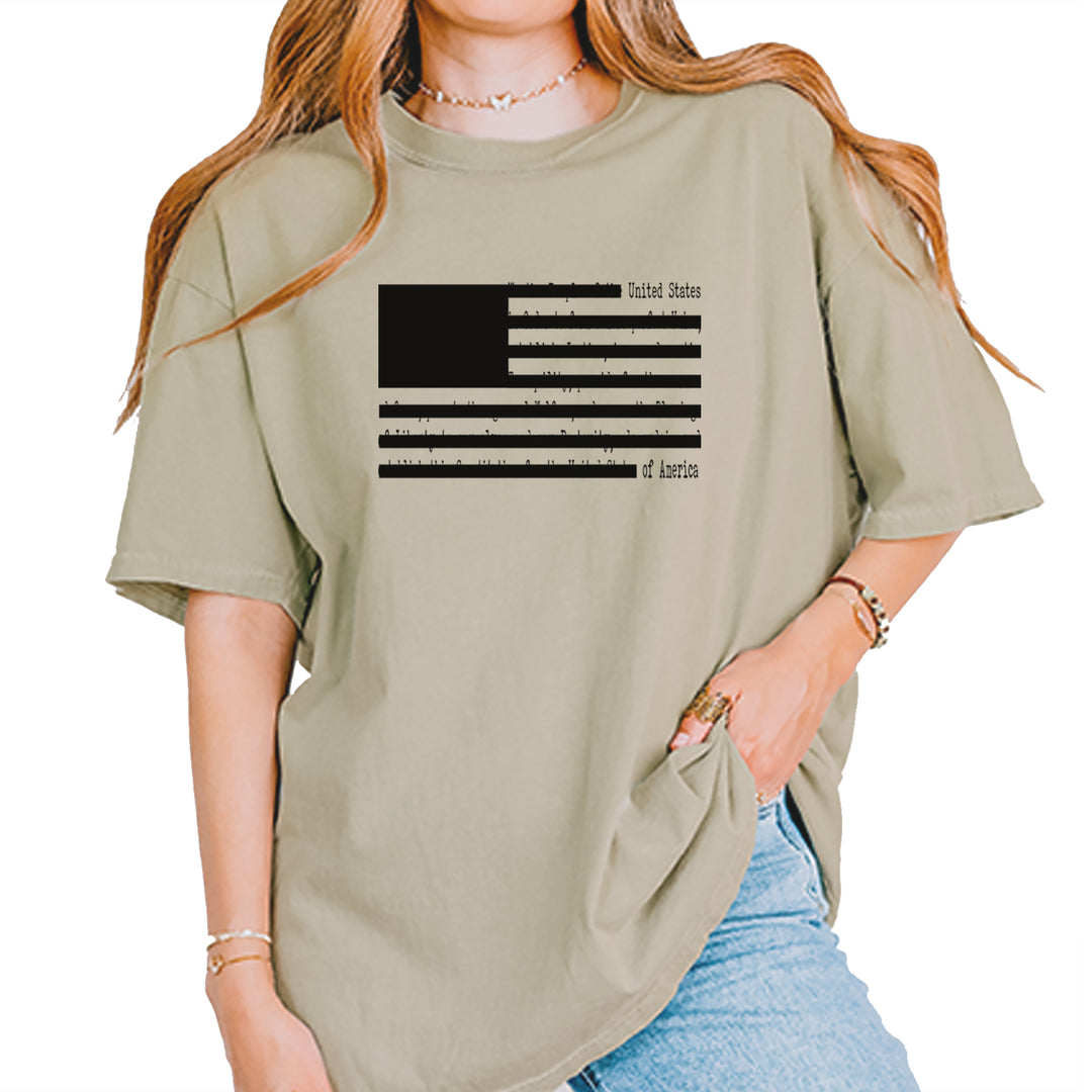 Redacted American Flag Vintage Soft Unisex T-shirt Khaki