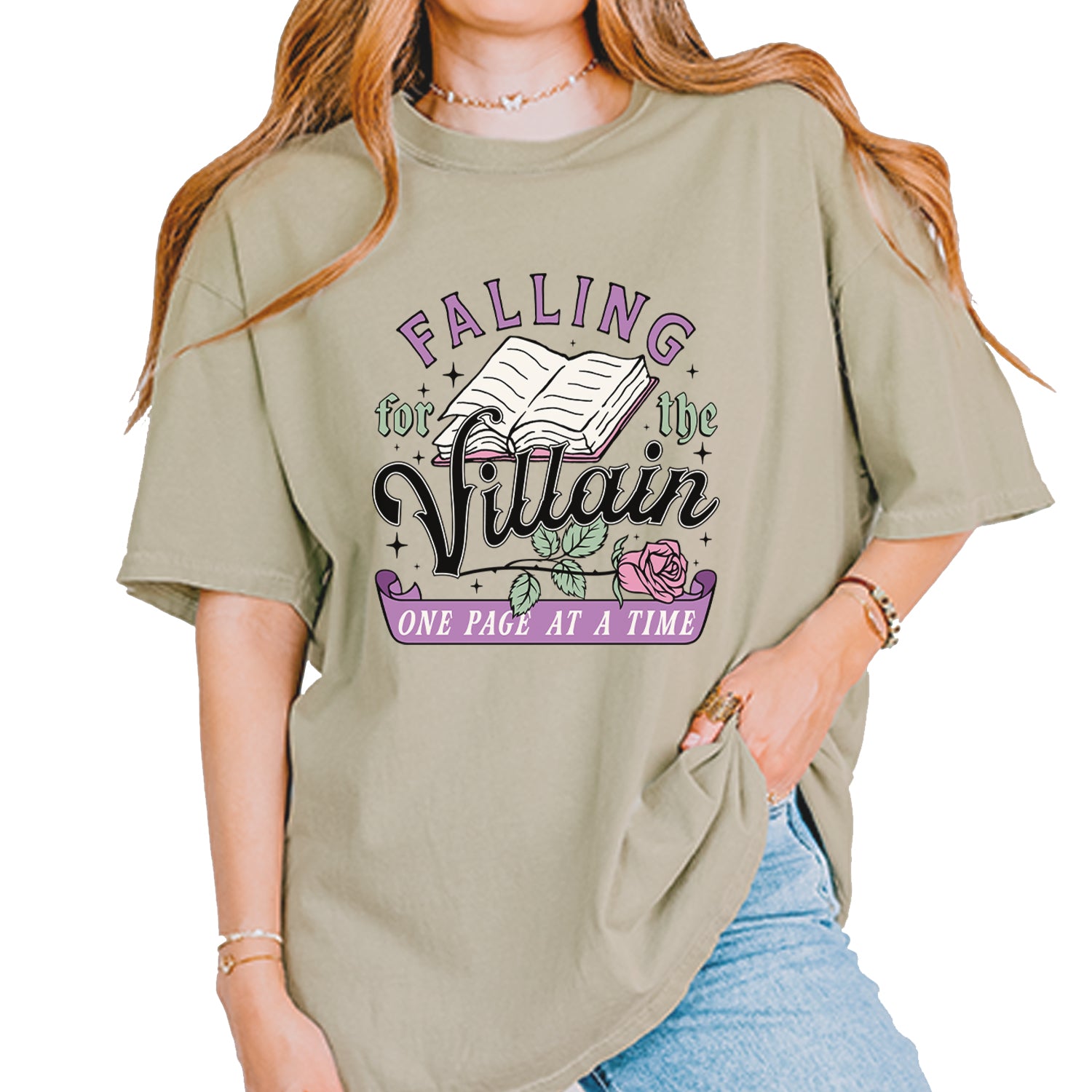 Falling For The Villain One Page At A Time Vintage Soft Unisex T-shirt Khaki