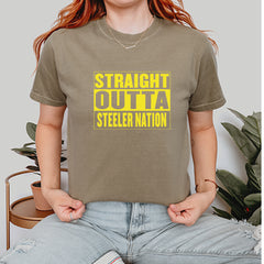 Straight Outta Steeler Nation Football graphic on Garment-Dyed Heavyweight Unisex T-Shirt alternate view 22