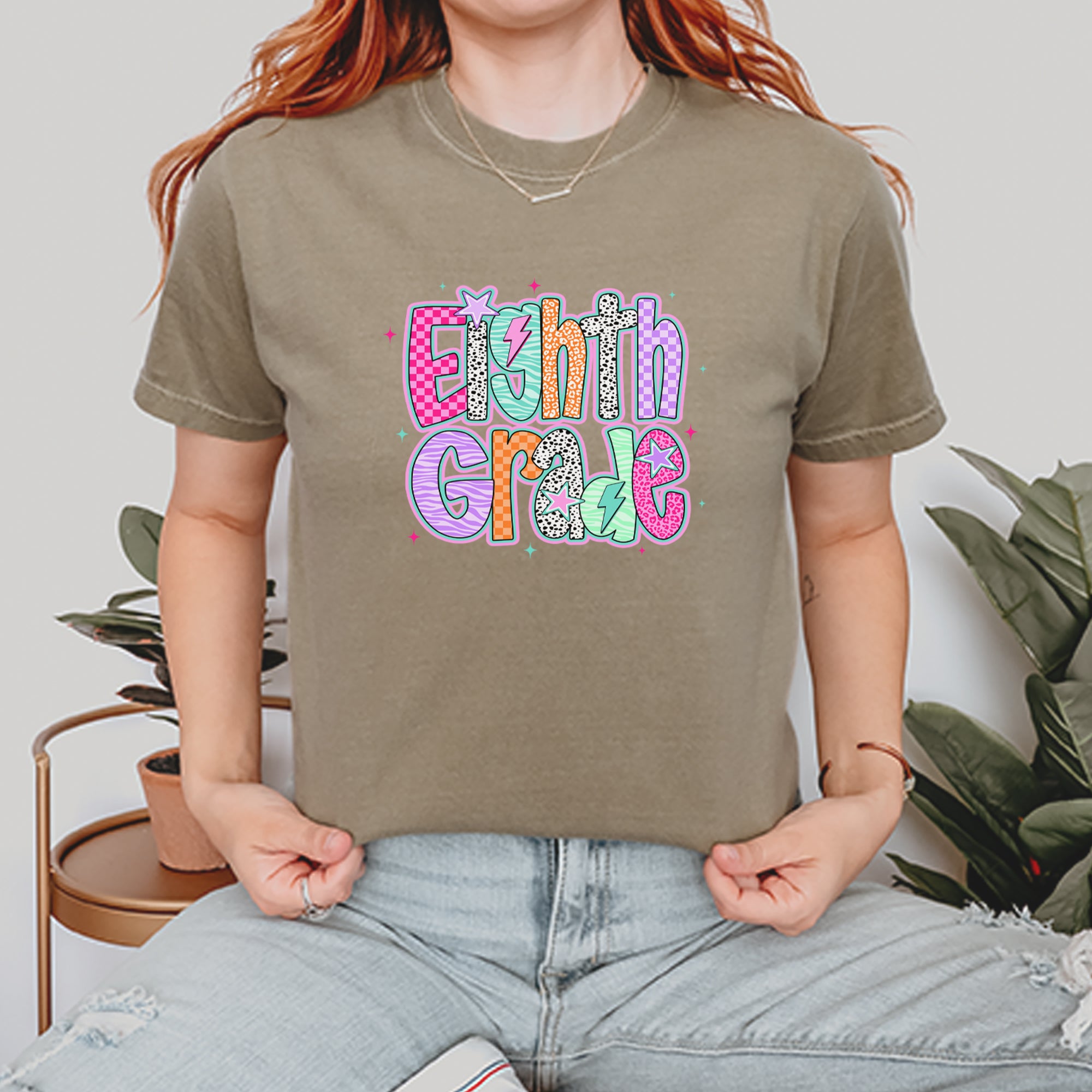 Eighth Grade Energy Colorful Back to School Vintage Soft Unisex T-shirt 