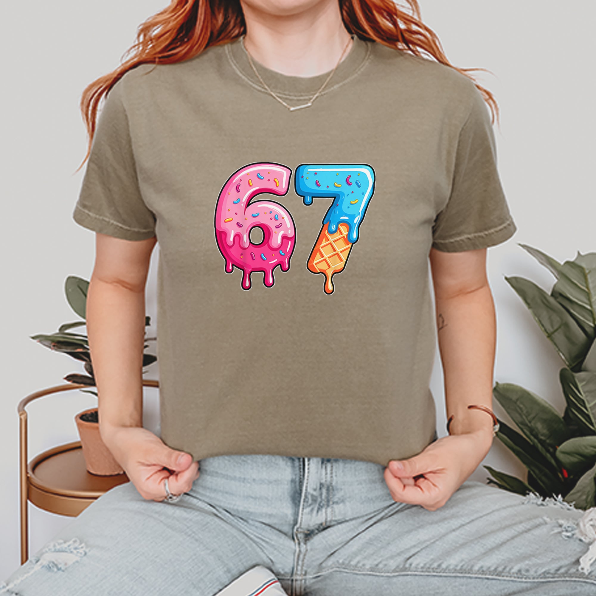 67 Dripping Ice Cream Donut Melt Vintage Soft Unisex T-shirt 