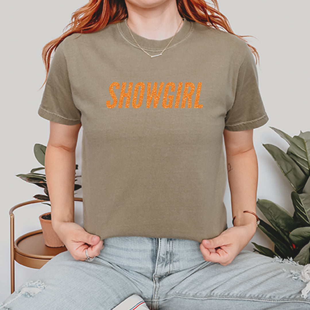 Showgirl Orange Glitter Vintage Soft Unisex T-shirt 