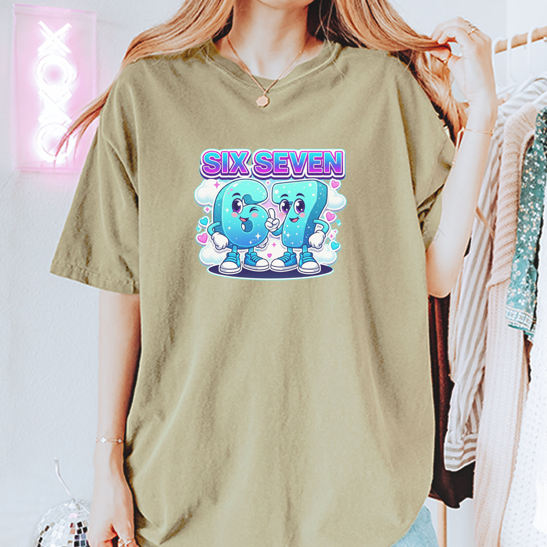 67 Six Seven Meme Kawaii Cloud Vintage Soft Unisex T-shirt 