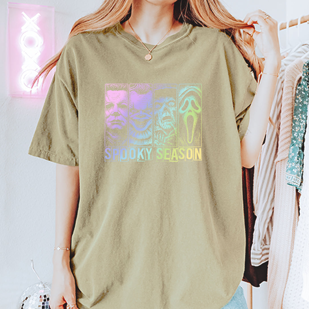 Spooky Season Horror Icons Halloween Vintage Soft Unisex T-shirt 