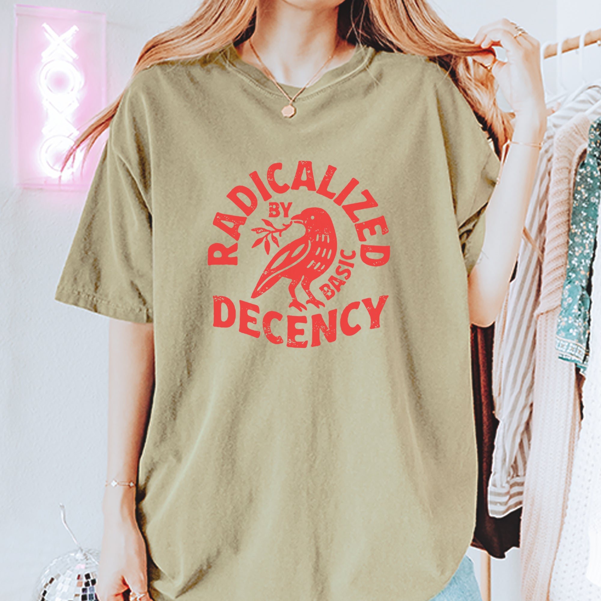 Radicalized by Basic Decency Dove Protest Statement Vintage Soft Unisex T-shirt 