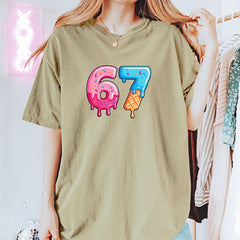 67 Dripping Ice Cream Donut Melt Vintage Soft Unisex T-shirt 