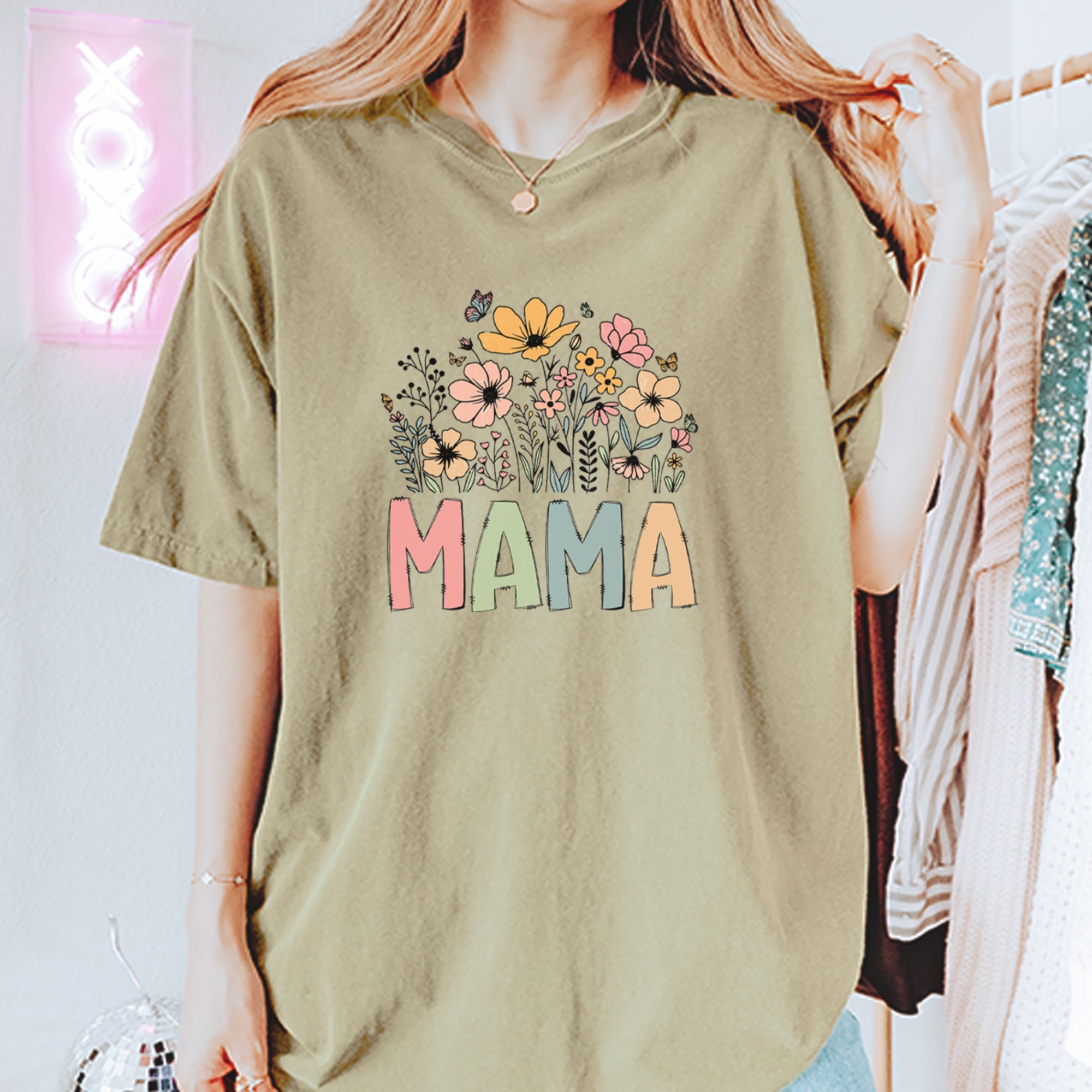 Mama Wildflower Retro Flower Vintage Soft Unisex T-shirt 