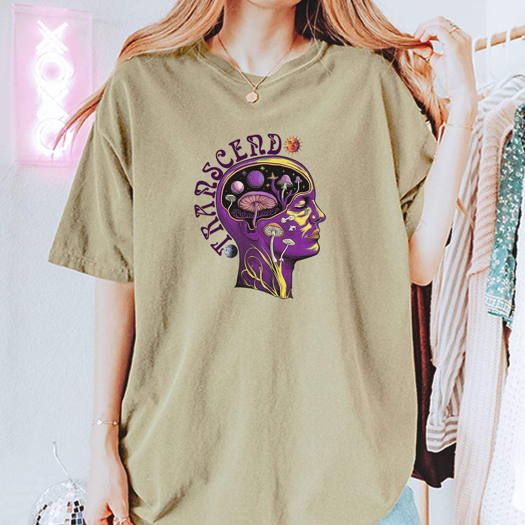 Psychedelic Cosmic Mushroom Head Vintage Soft Unisex T-shirt 