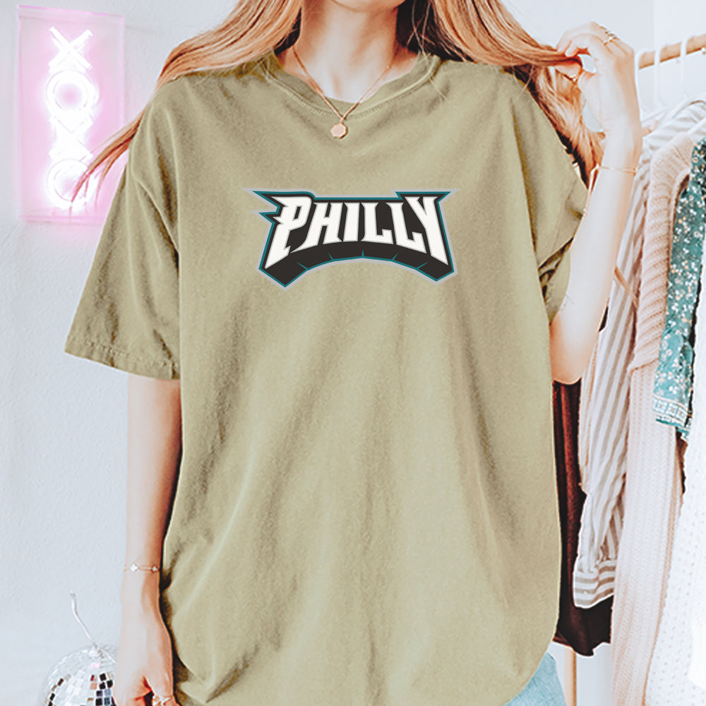 Philly Bold Block Throwback graphic on Garment-Dyed Heavyweight Unisex T-Shirt alternate view 2