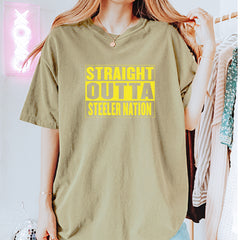 Straight Outta Steeler Nation Football graphic on Garment-Dyed Heavyweight Unisex T-Shirt alternate view 23