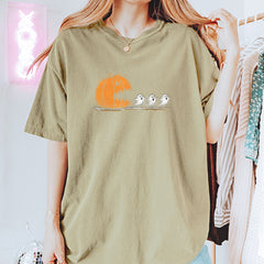 Pumpkin Pacman Chasing Ghosts Halloween Vintage Soft Unisex T-shirt 