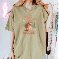 Quest Squad Broccoli Cat Fantasy Reader  Vintage Soft Unisex T-shirt 