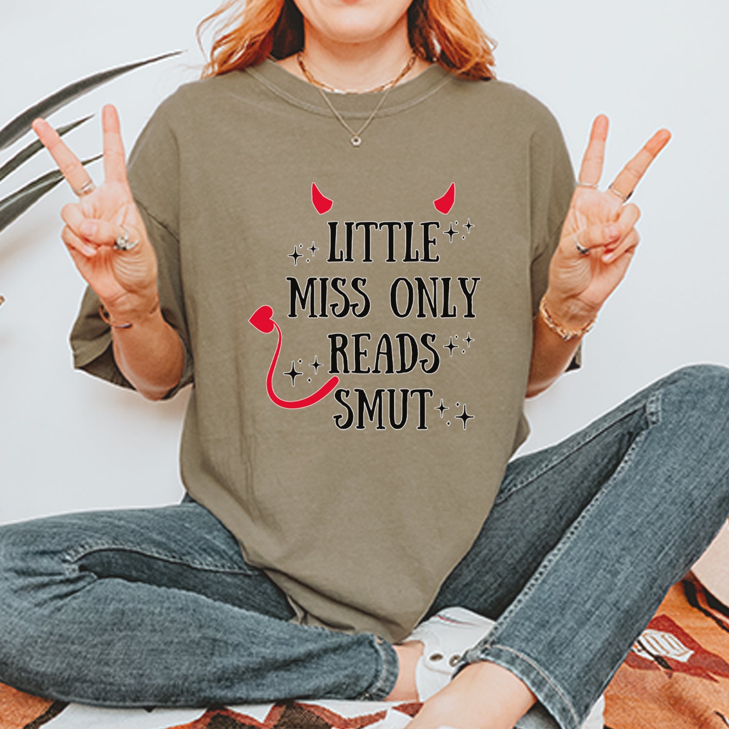 Little Miss Only Reads Smut Devilish Vintage Soft Unisex T-shirt 