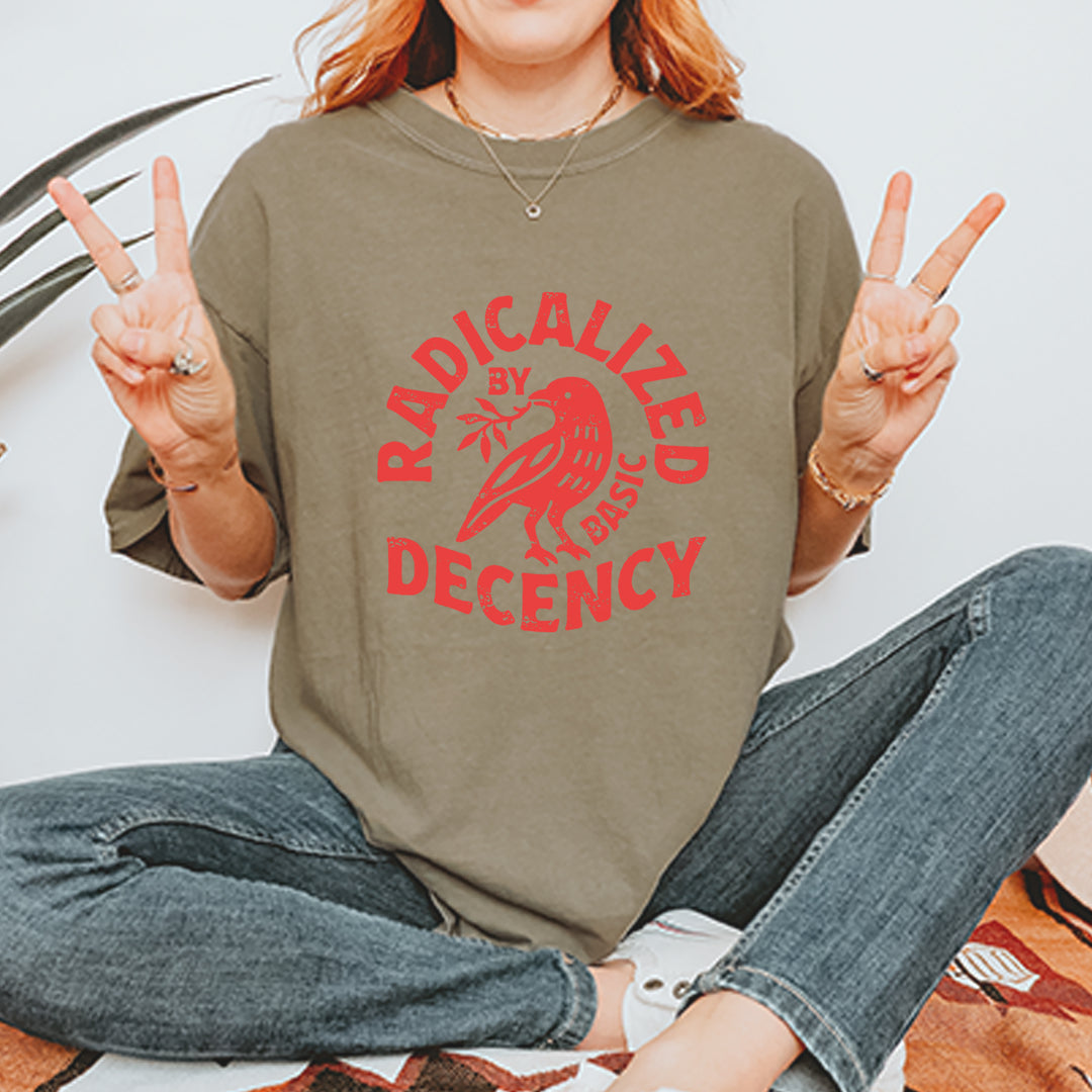 Radicalized by Basic Decency Dove Protest Statement Vintage Soft Unisex T-shirt 