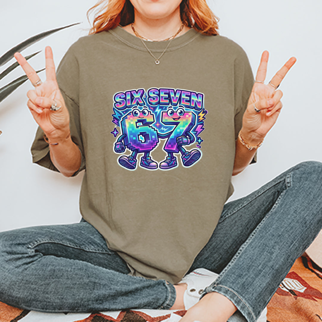 Six Seven 67 Retro Pixel Buddies Vintage Soft Unisex T-shirt 