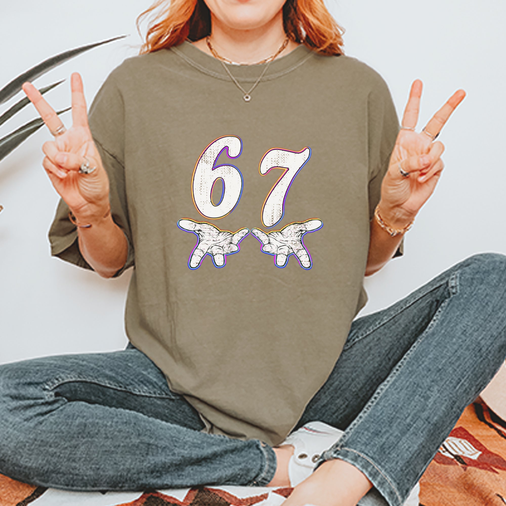 67 Hands Meme Viral Drill Vintage Soft Unisex T-shirt 