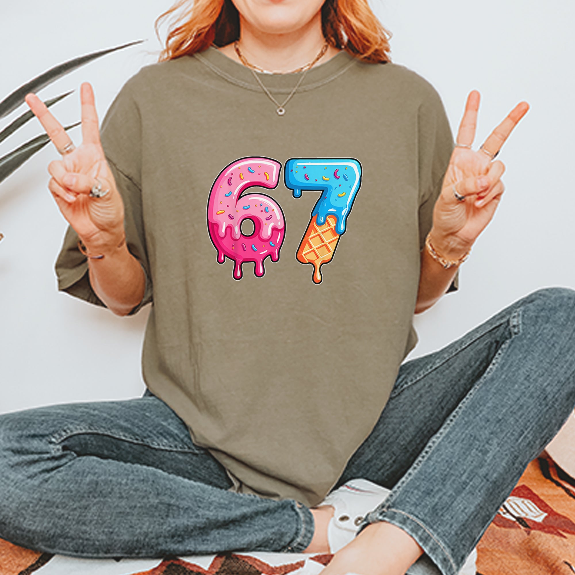 67 Dripping Ice Cream Donut Melt Vintage Soft Unisex T-shirt 
