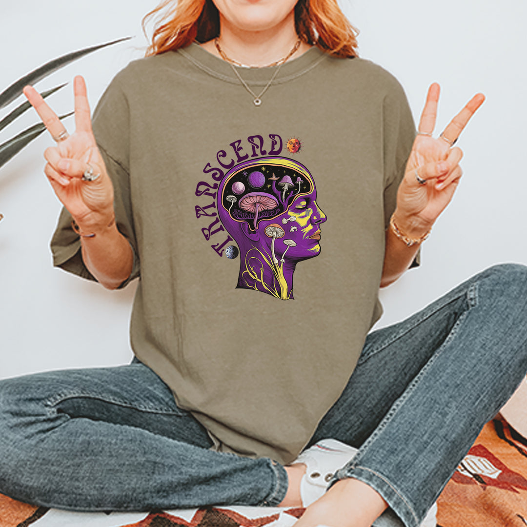 Psychedelic Cosmic Mushroom Head Vintage Soft Unisex T-shirt 