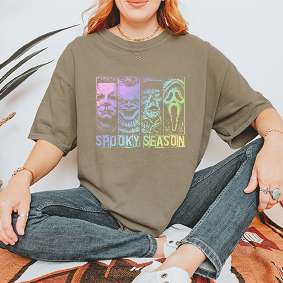 Spooky Season Horror Icons Halloween Vintage Soft Unisex T-shirt 