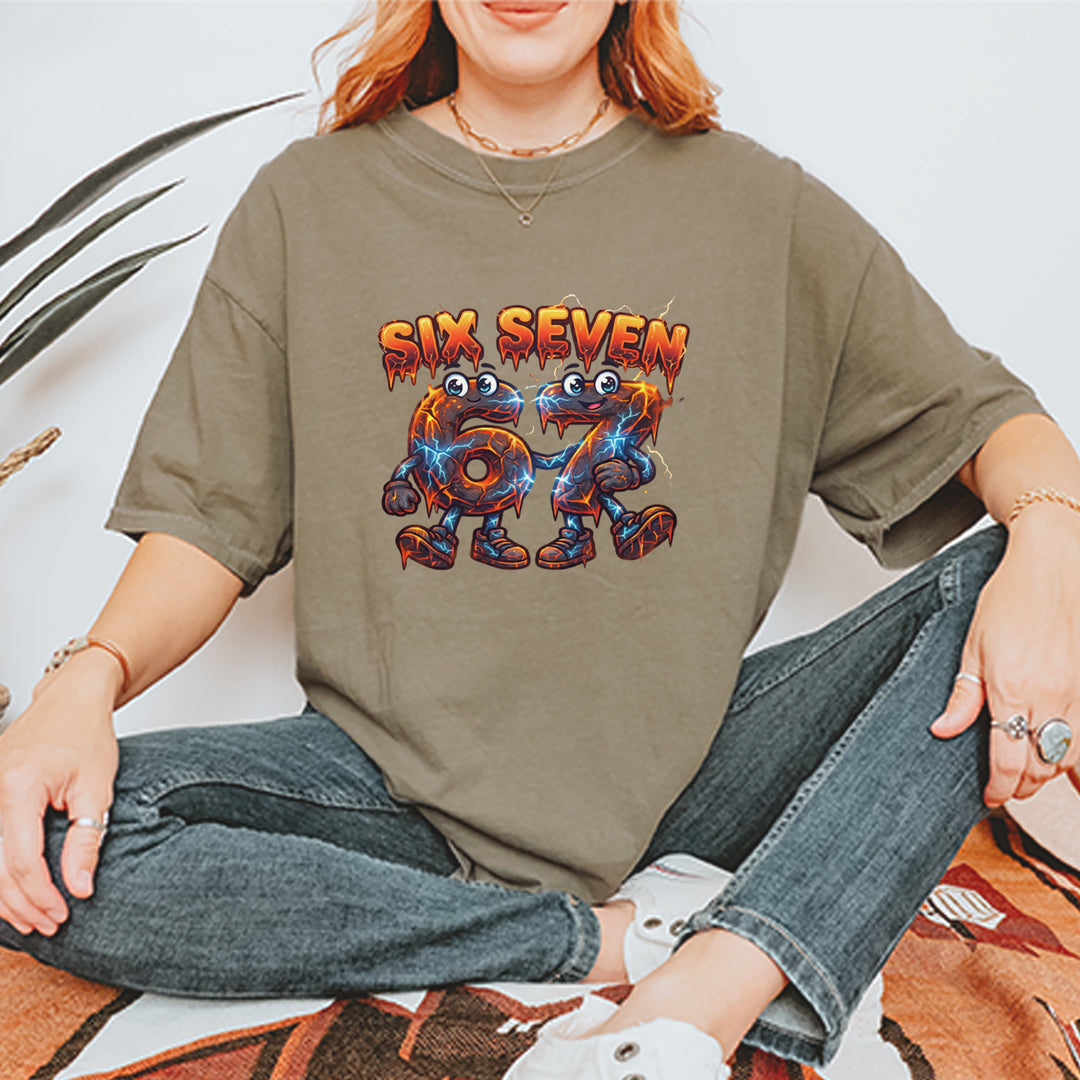 67 Lava Lightning Six Seven Meme Vintage Soft Unisex T-shirt 