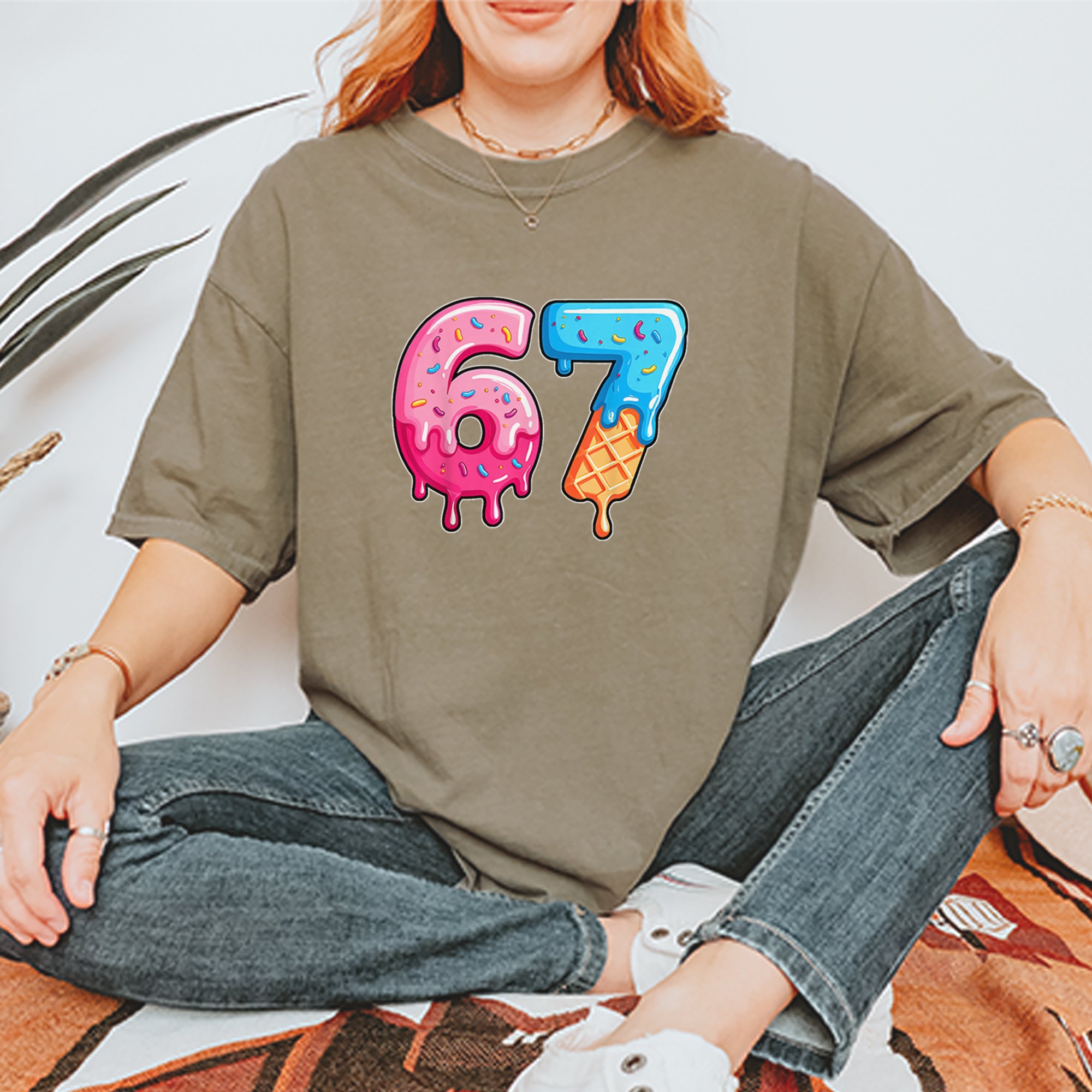 67 Dripping Ice Cream Donut Melt Vintage Soft Unisex T-shirt 
