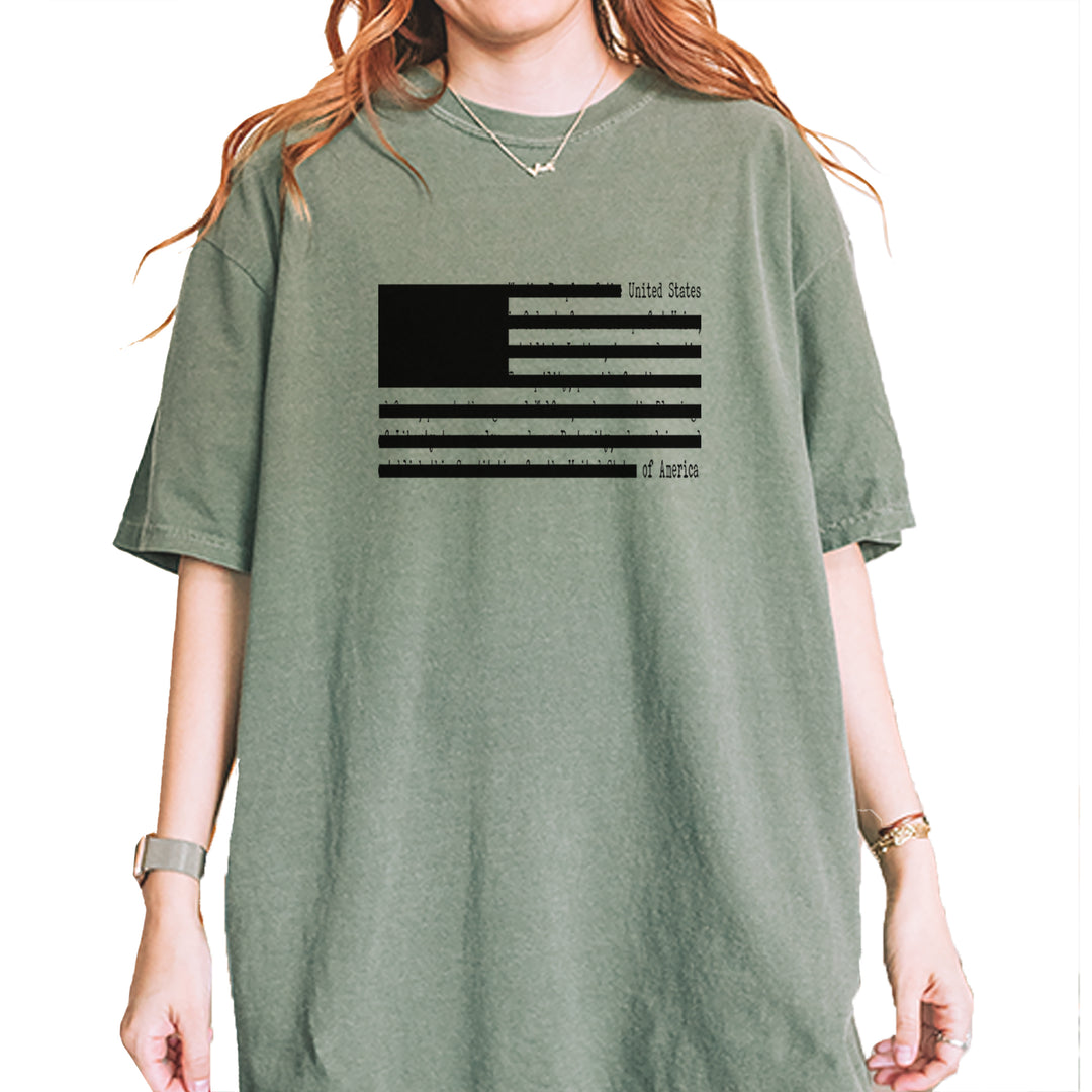 Redacted American Flag Vintage Soft Unisex T-shirt Moss