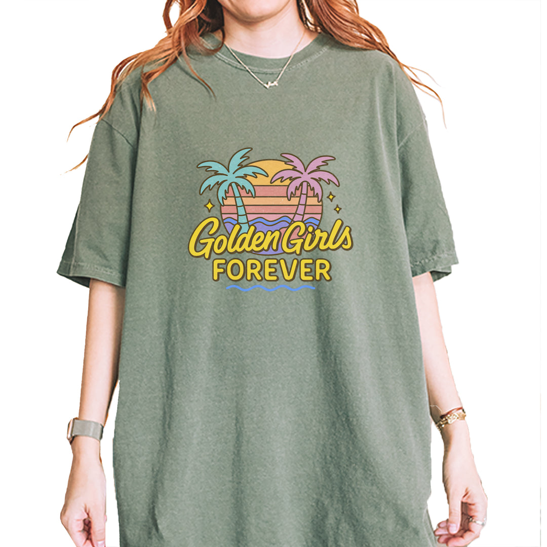 Golden Girls Forever Retro Sunset Vintage Soft Unisex T-shirt Moss