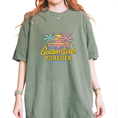 Golden Girls Forever Retro Sunset Vintage Soft Unisex T-shirt Moss