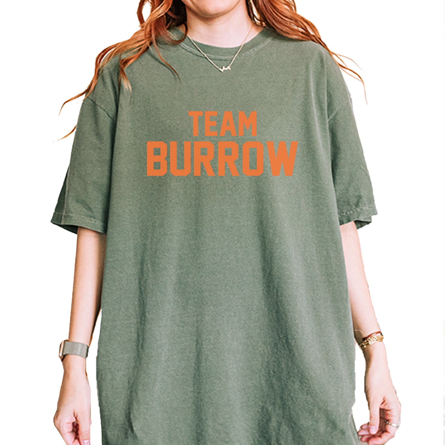 Team Burrow Cincinnati Vintage Soft Unisex T-shirt Moss