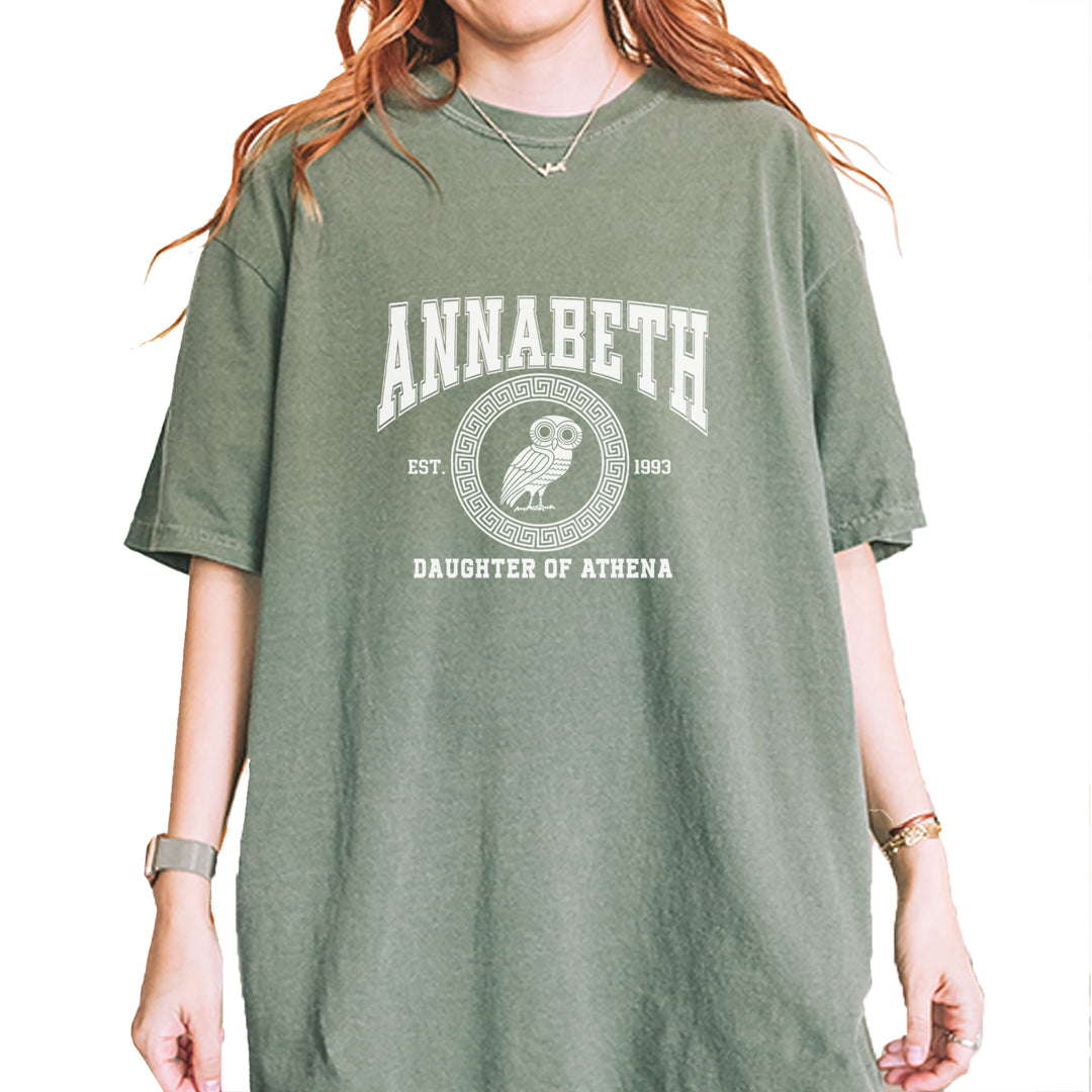 Annabeth Daughter of Athena Owl Wisdom Vintage Soft Unisex T-shirt Moss