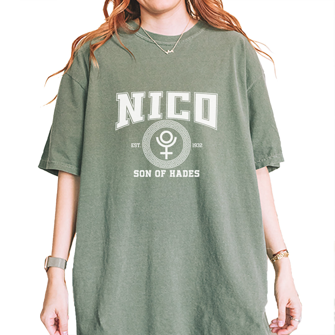 Nico Son of Hades Underworld Crest Vintage Soft Unisex T-shirt Moss