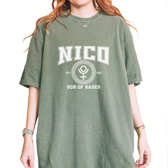 Nico Son of Hades Underworld Crest Vintage Soft Unisex T-shirt Moss