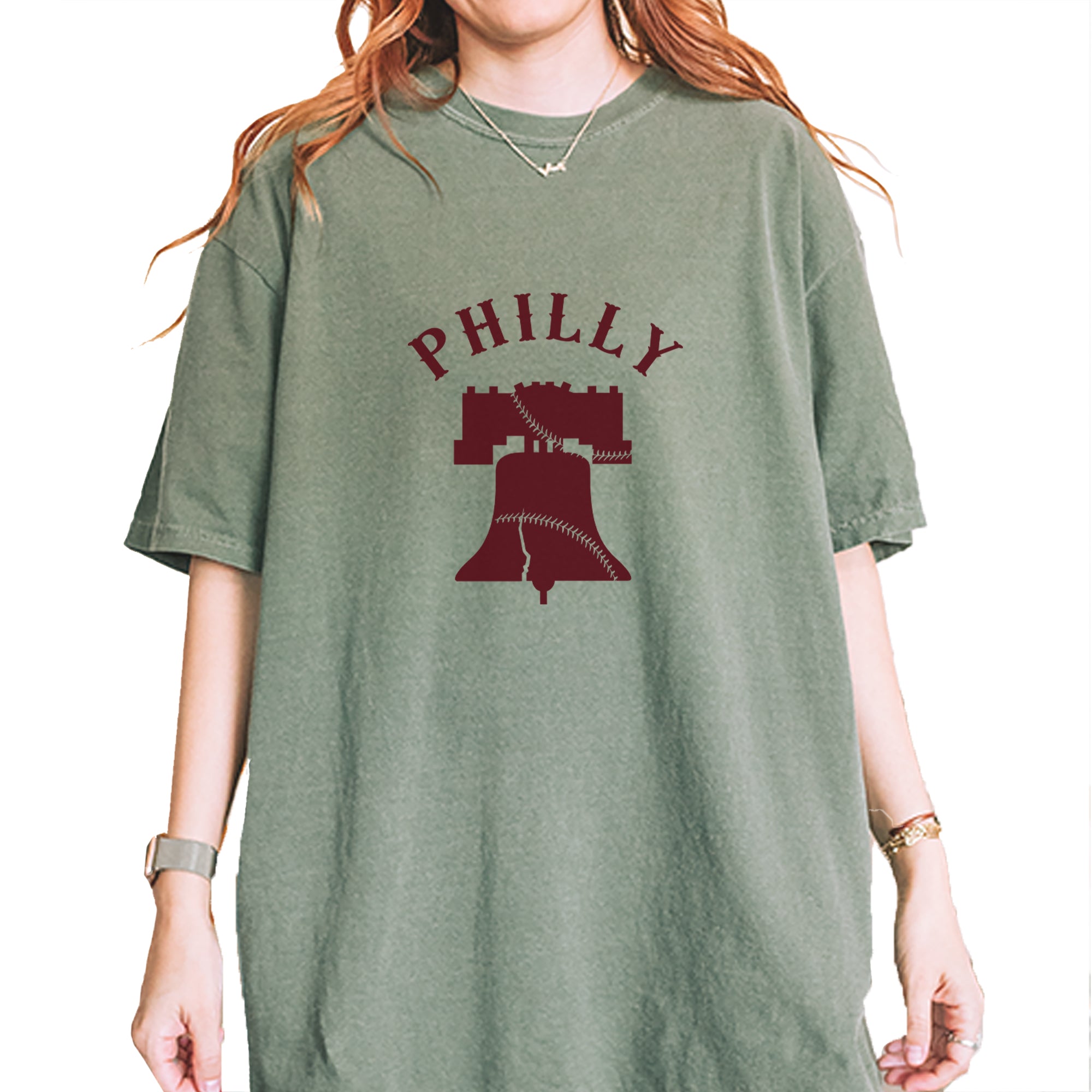 Philly Cracked Liberty Bell Vintage Soft Unisex T-shirt Moss