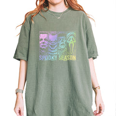Spooky Season Horror Icons Halloween Vintage Soft Unisex T-shirt Moss