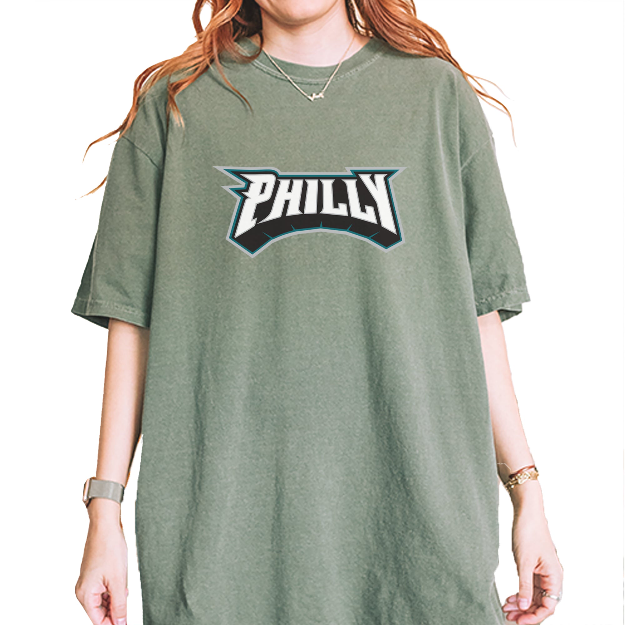 Philly Bold Block Throwback Vintage Soft Unisex T-shirt Moss