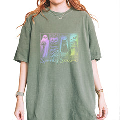 Spooky Season Cute Pastel Halloween Design Vintage Soft Unisex T-shirt Moss